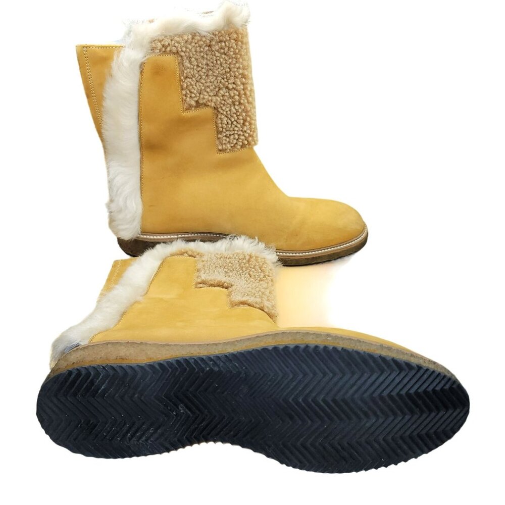 Suede Tan Ankle Boots with Shearling Lining-Made in Italy